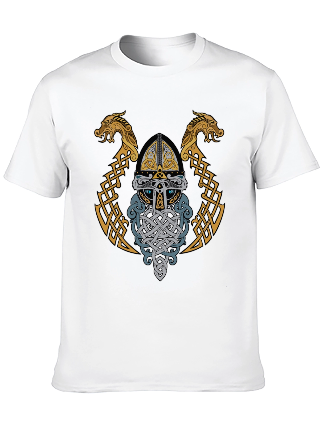 Viking Helmet Graphic T-Shirt - Norse Mythology Art