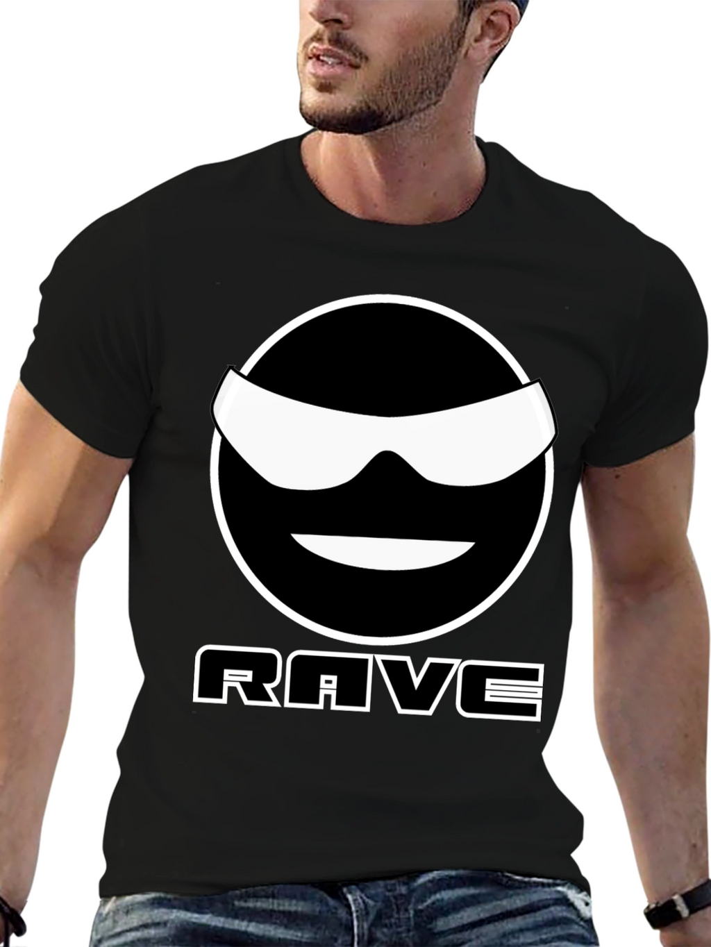 Rave Smiley Graphic T-Shirt - Cool Black Tee