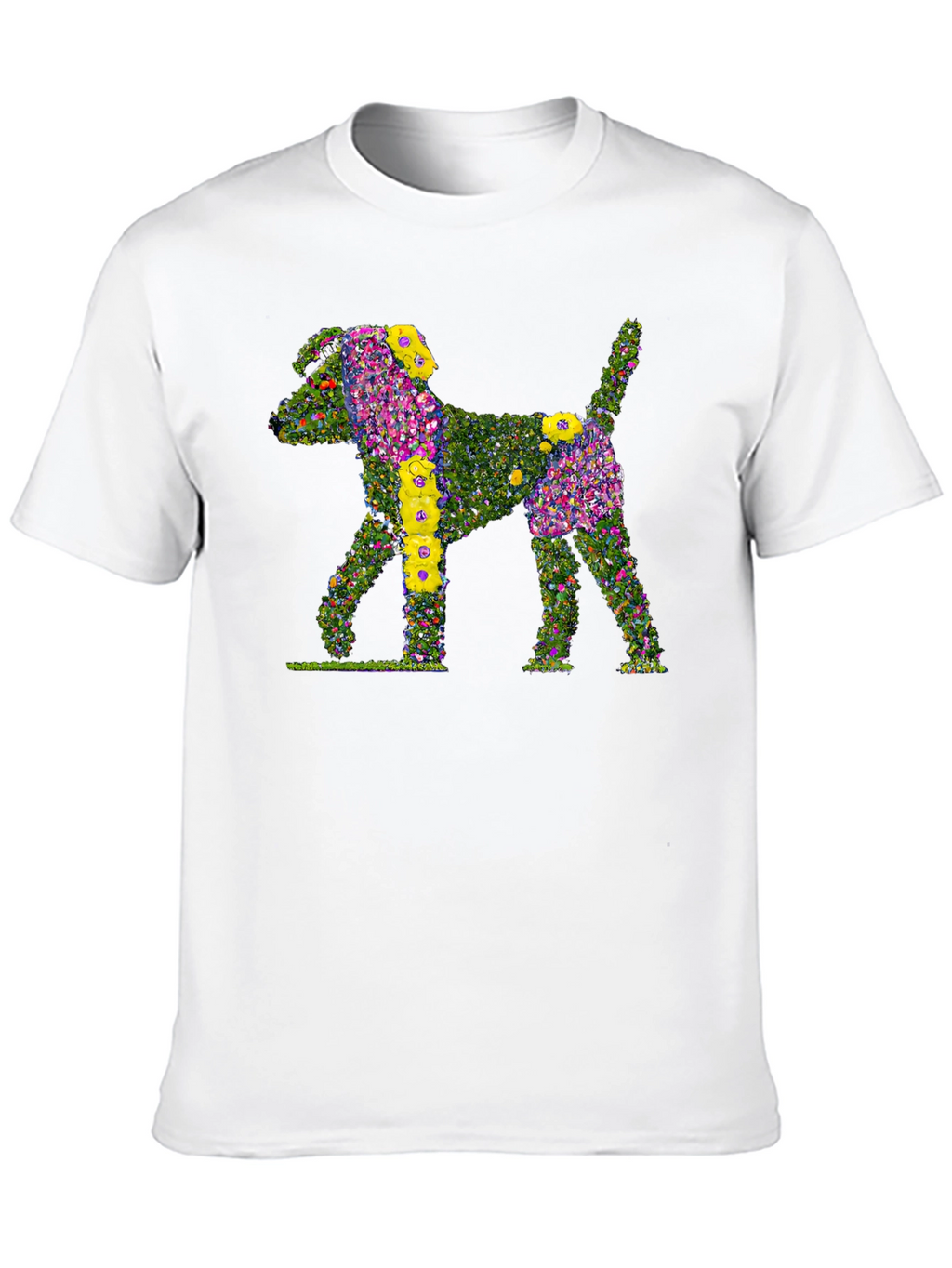 Floral Dog Print Black T-Shirt