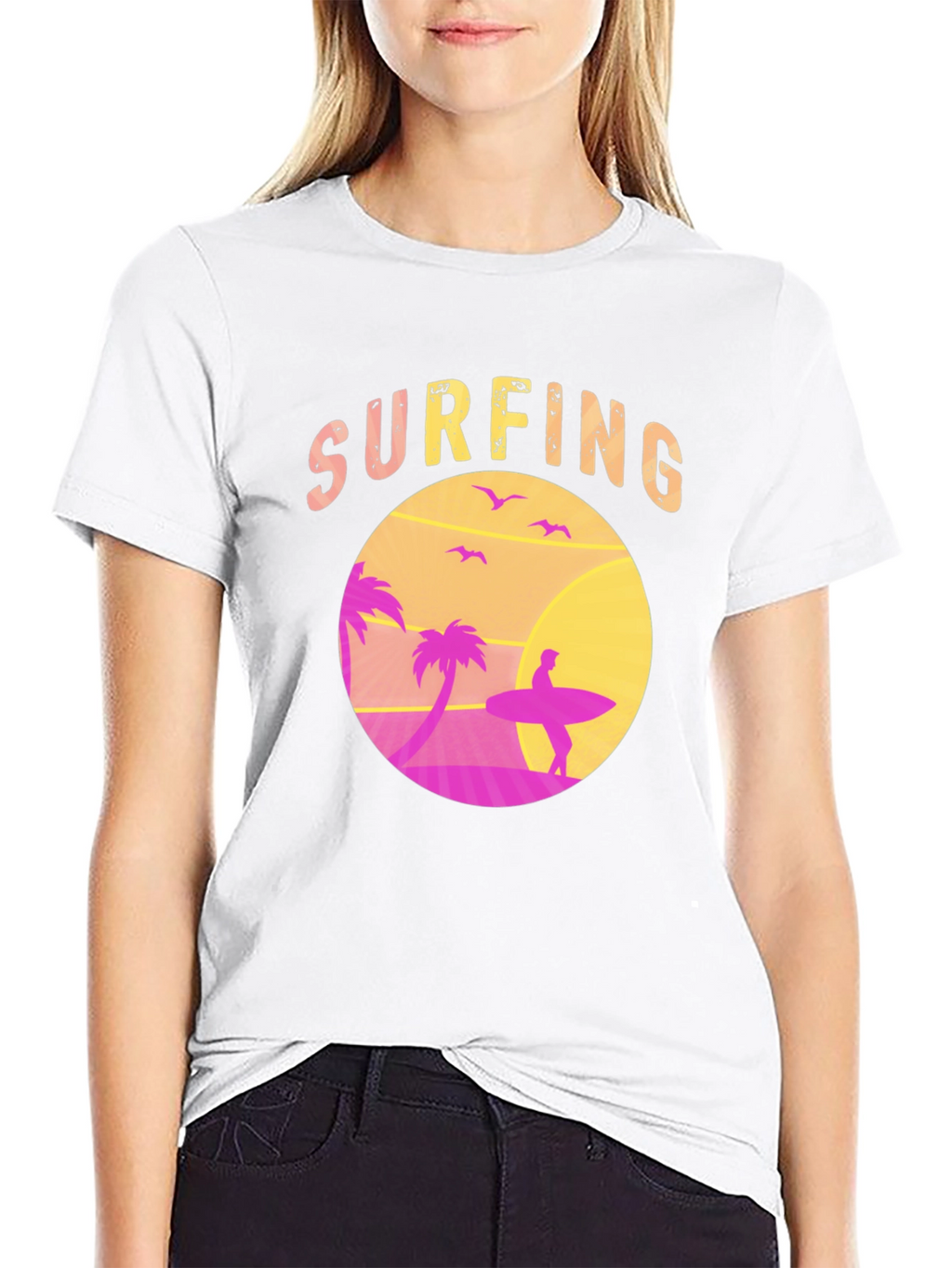 Surfing Sunset T-Shirt Tropical Beach Tee