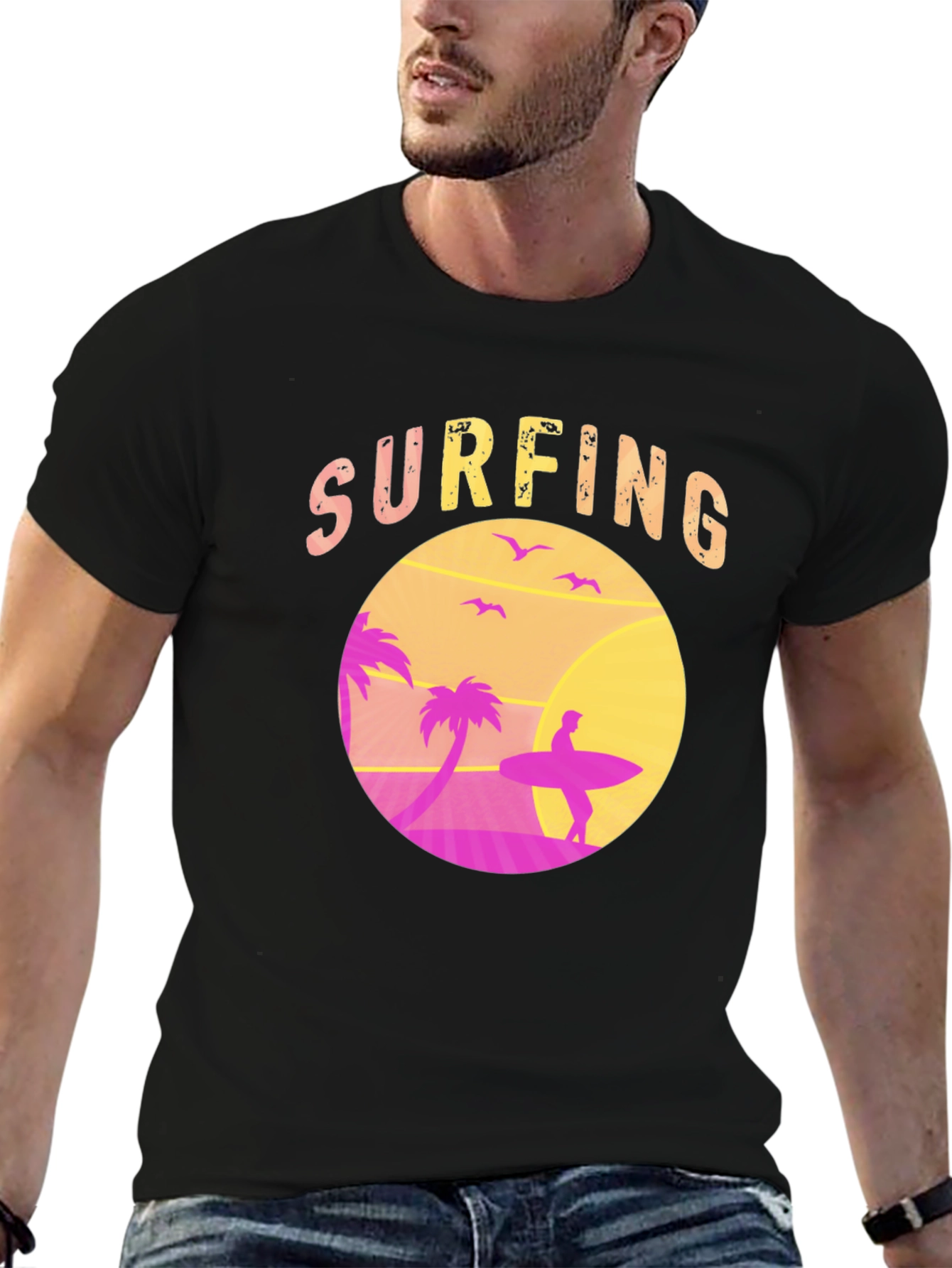 Surfing Sunset T-Shirt Tropical Beach Tee