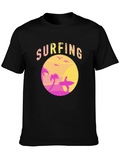 Surfing Sunset T-Shirt Tropical Beach Tee