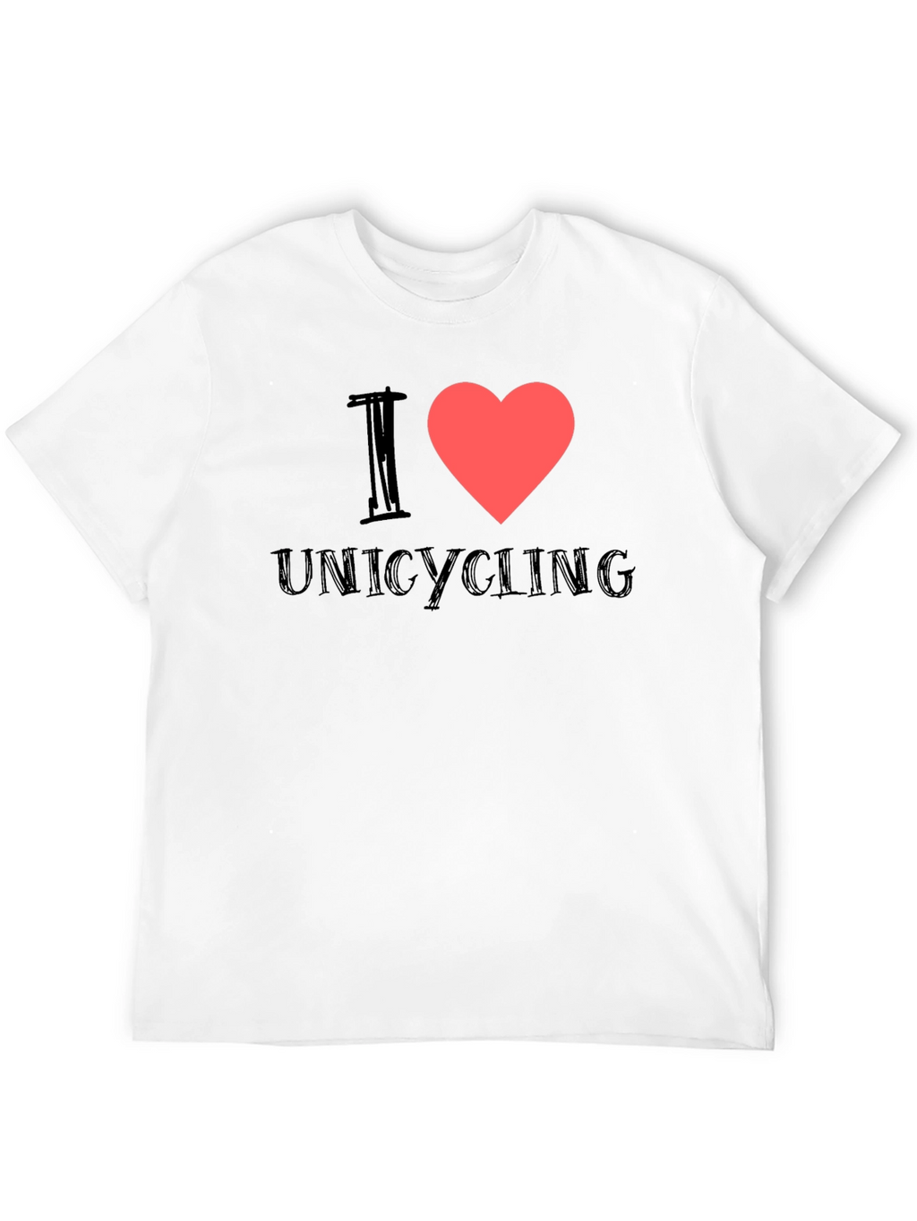 I Heart Unicycling Black T-Shirt