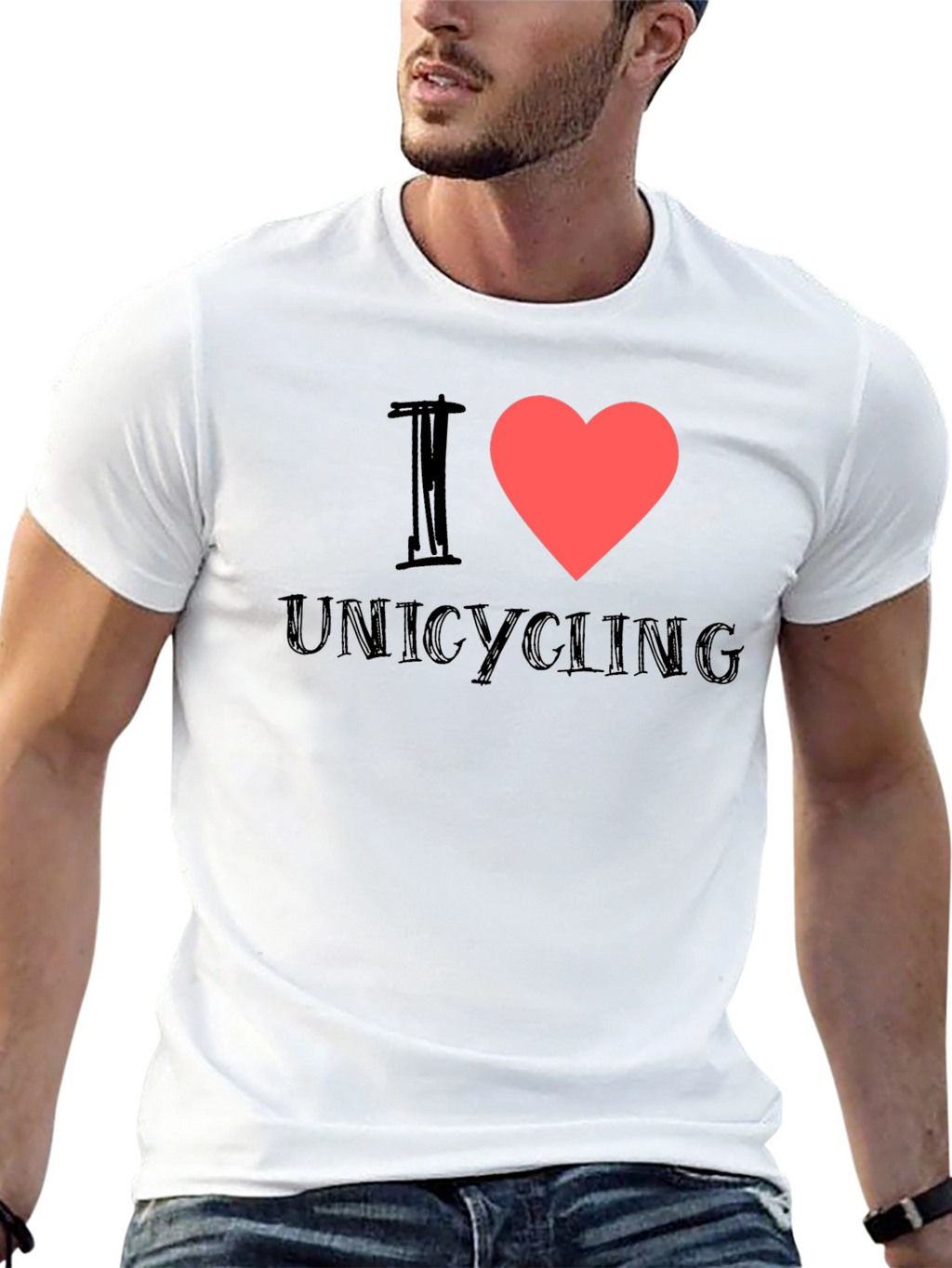 I Heart Unicycling Black T-Shirt