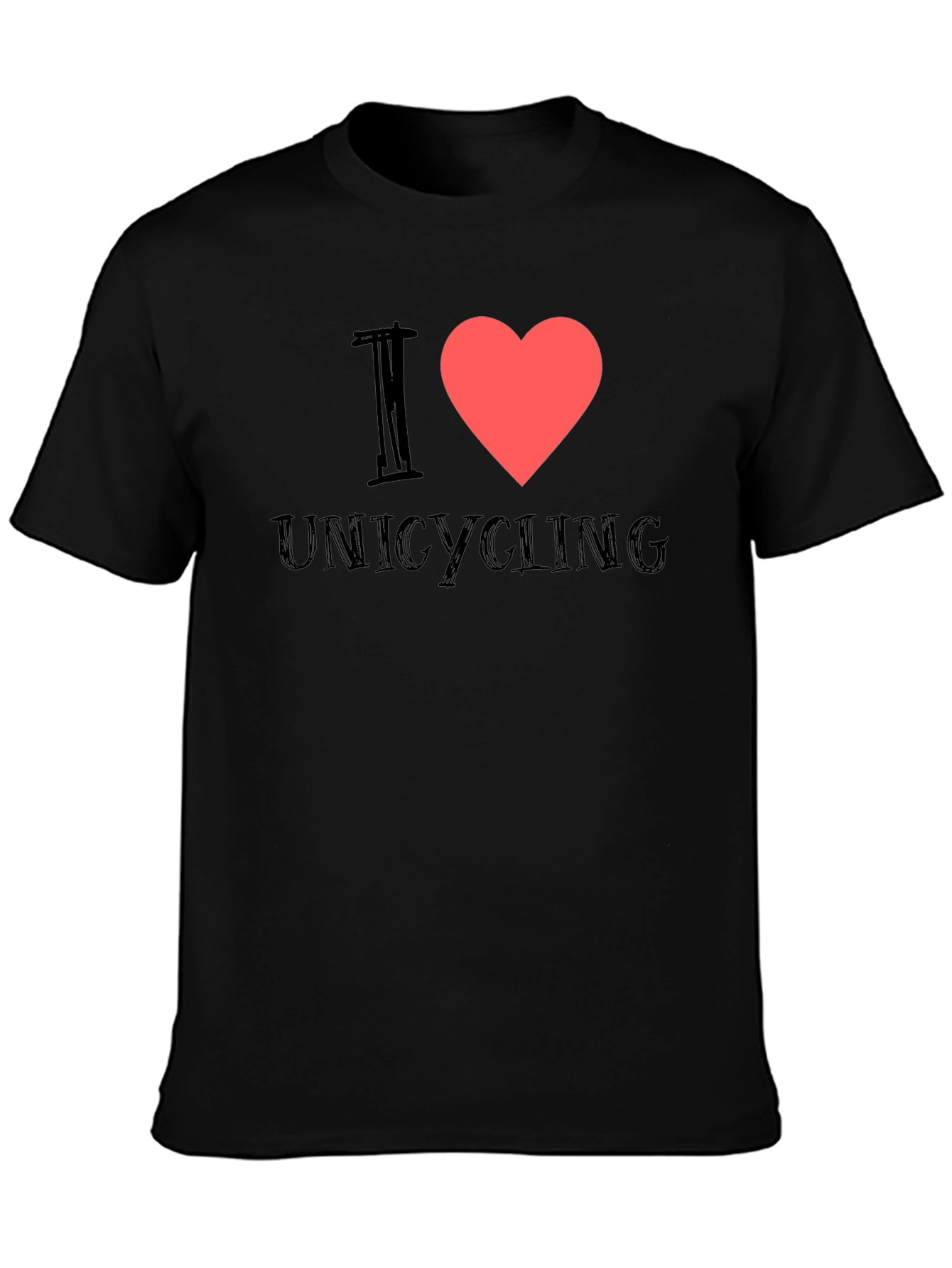 I Heart Unicycling Black T-Shirt