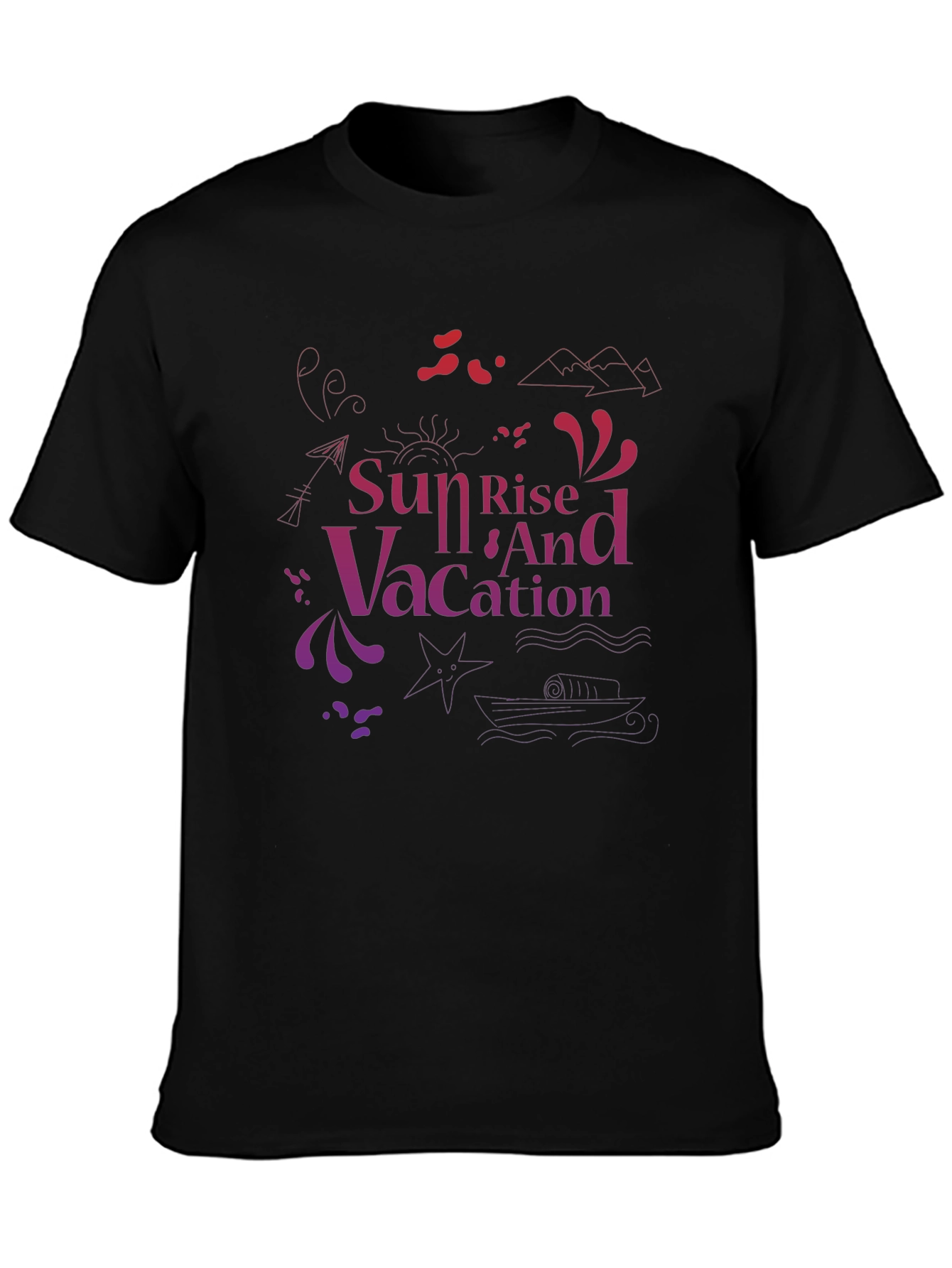 Sunset Vacation Graphic Tee - Black