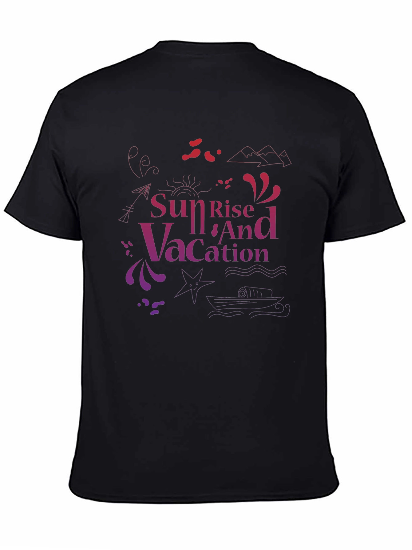 Sunset Vacation Graphic Tee - Black