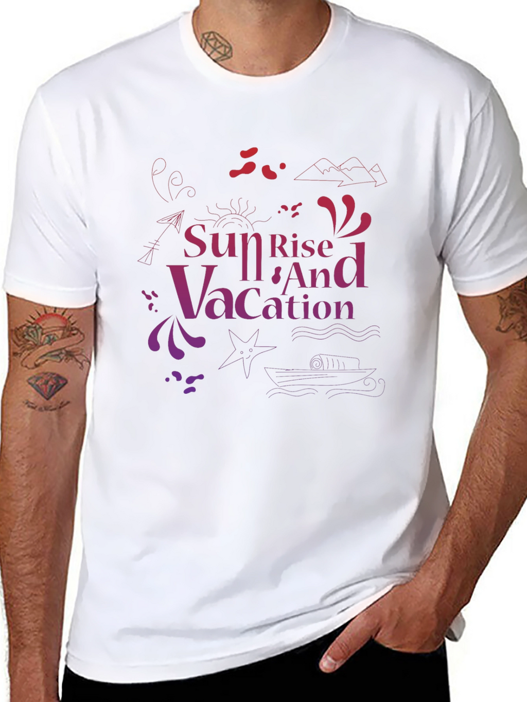 Sunset Vacation Graphic Tee - Black