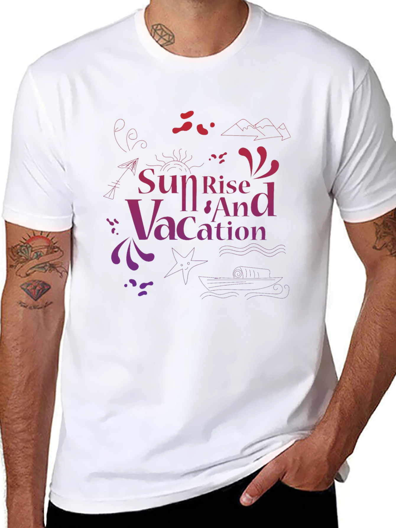 Sunset Vacation Graphic Tee - Black