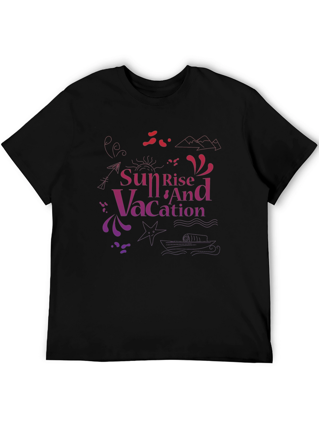 Sunset Vacation Graphic Tee - Black
