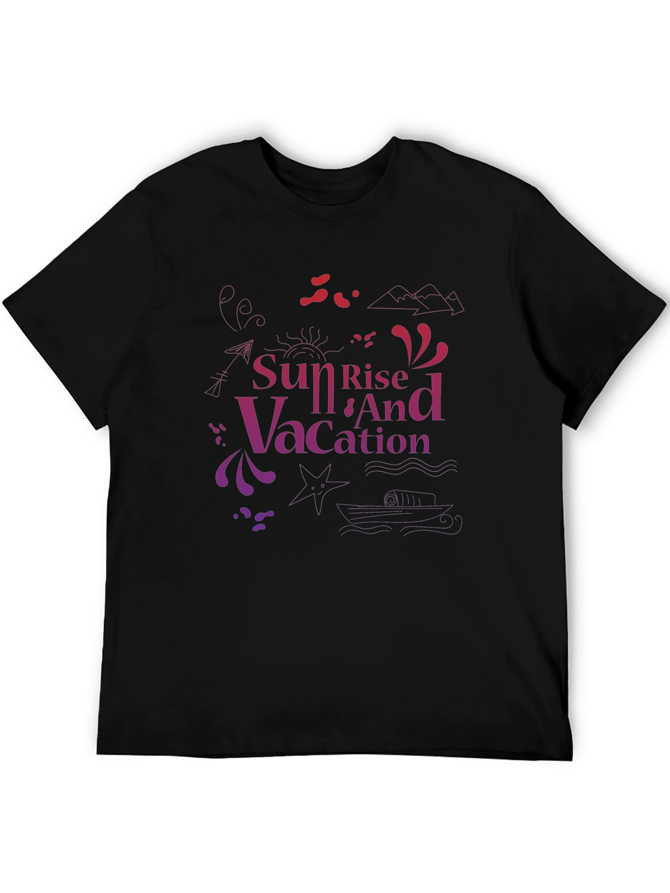 Sunset Vacation Graphic Tee - Black