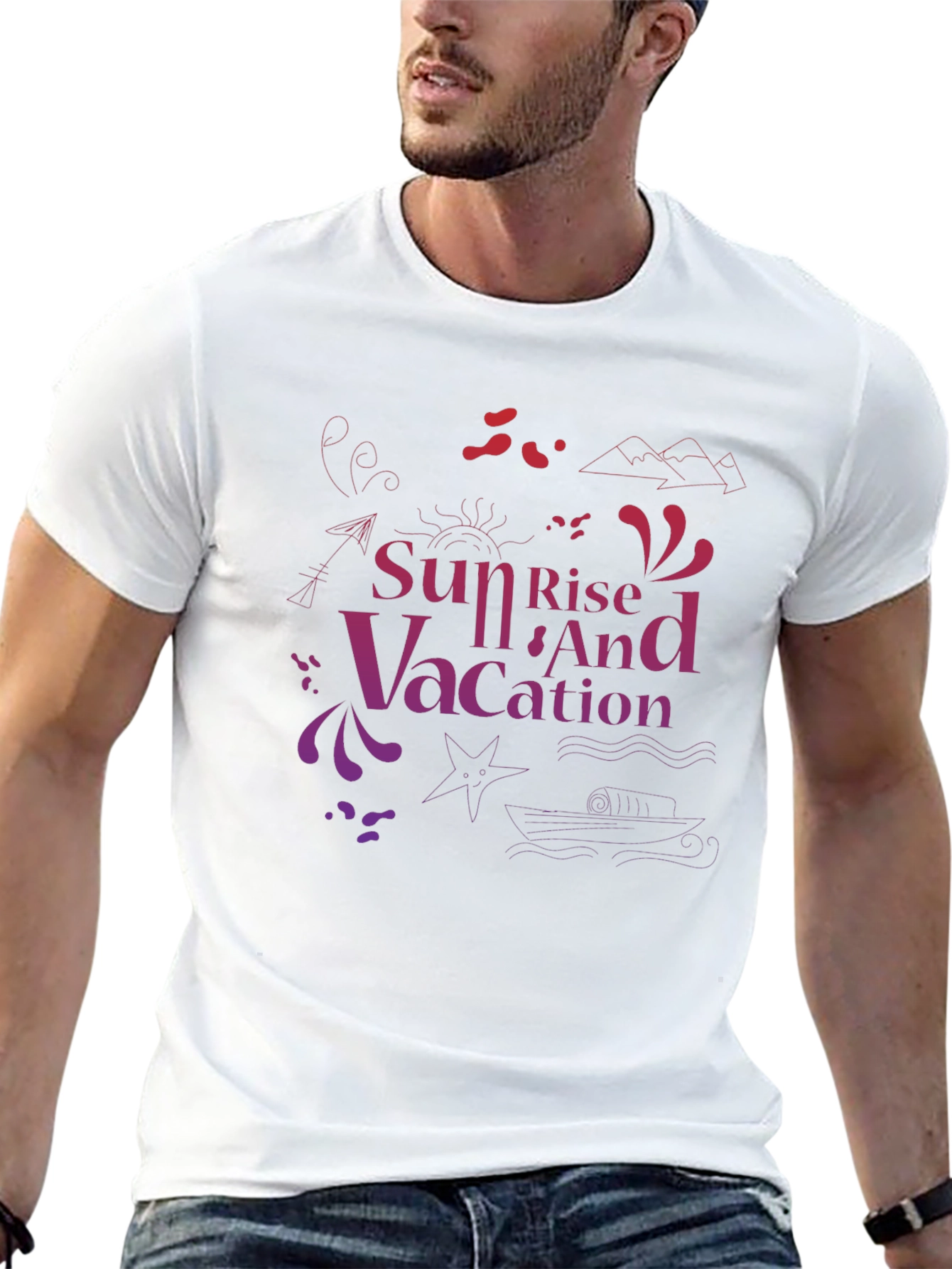 Sunset Vacation Graphic Tee - Black