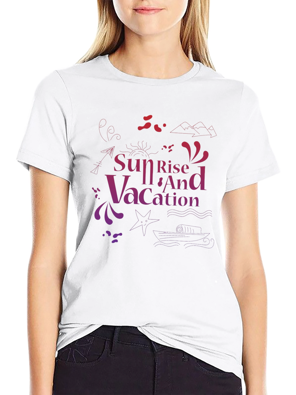 Sunset Vacation Graphic Tee - Black