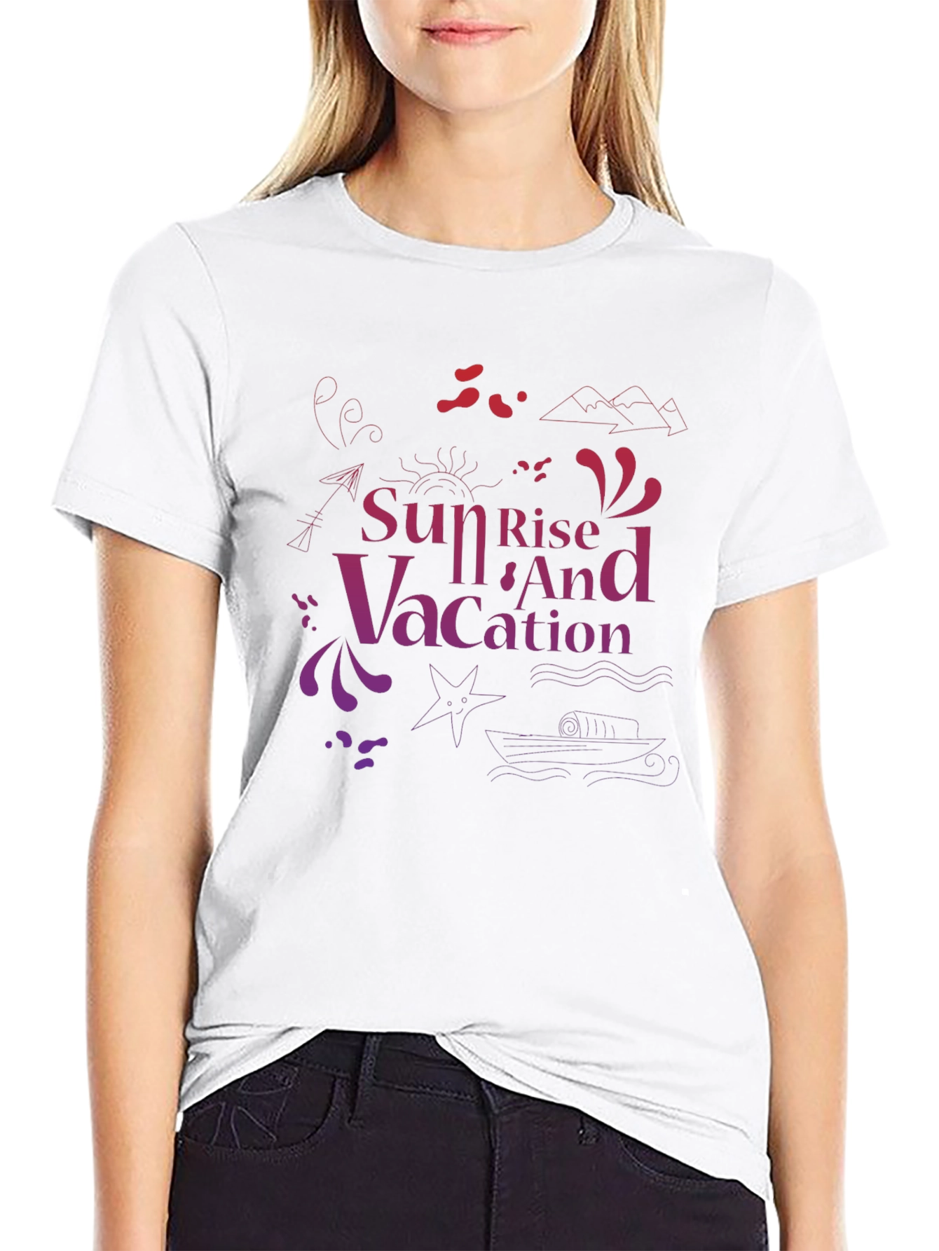 Sunset Vacation Graphic Tee - Black