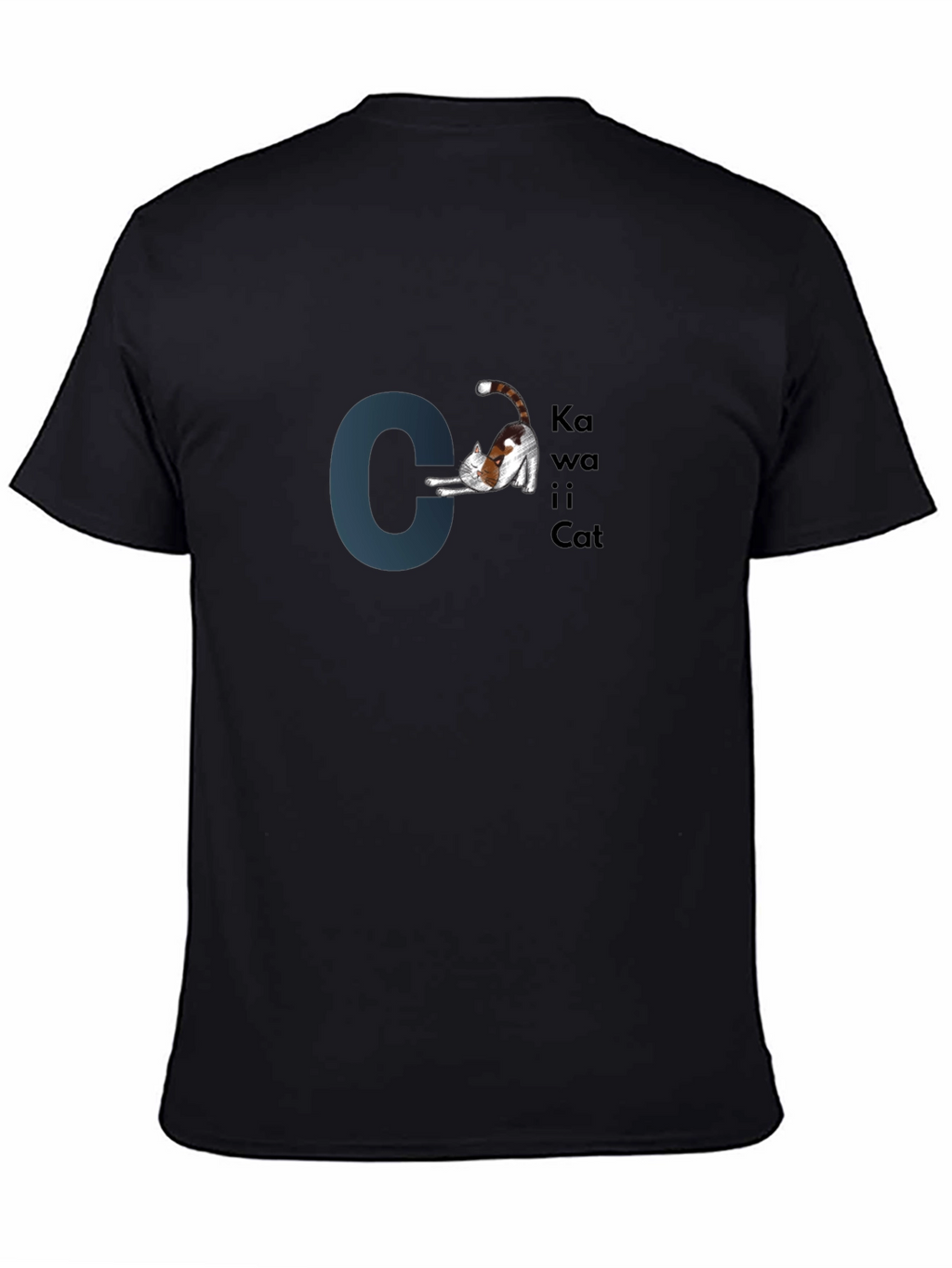 Kawaii Cat Graphic Black T-Shirt