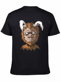 Cartoon Monster Graphic Tee - Black