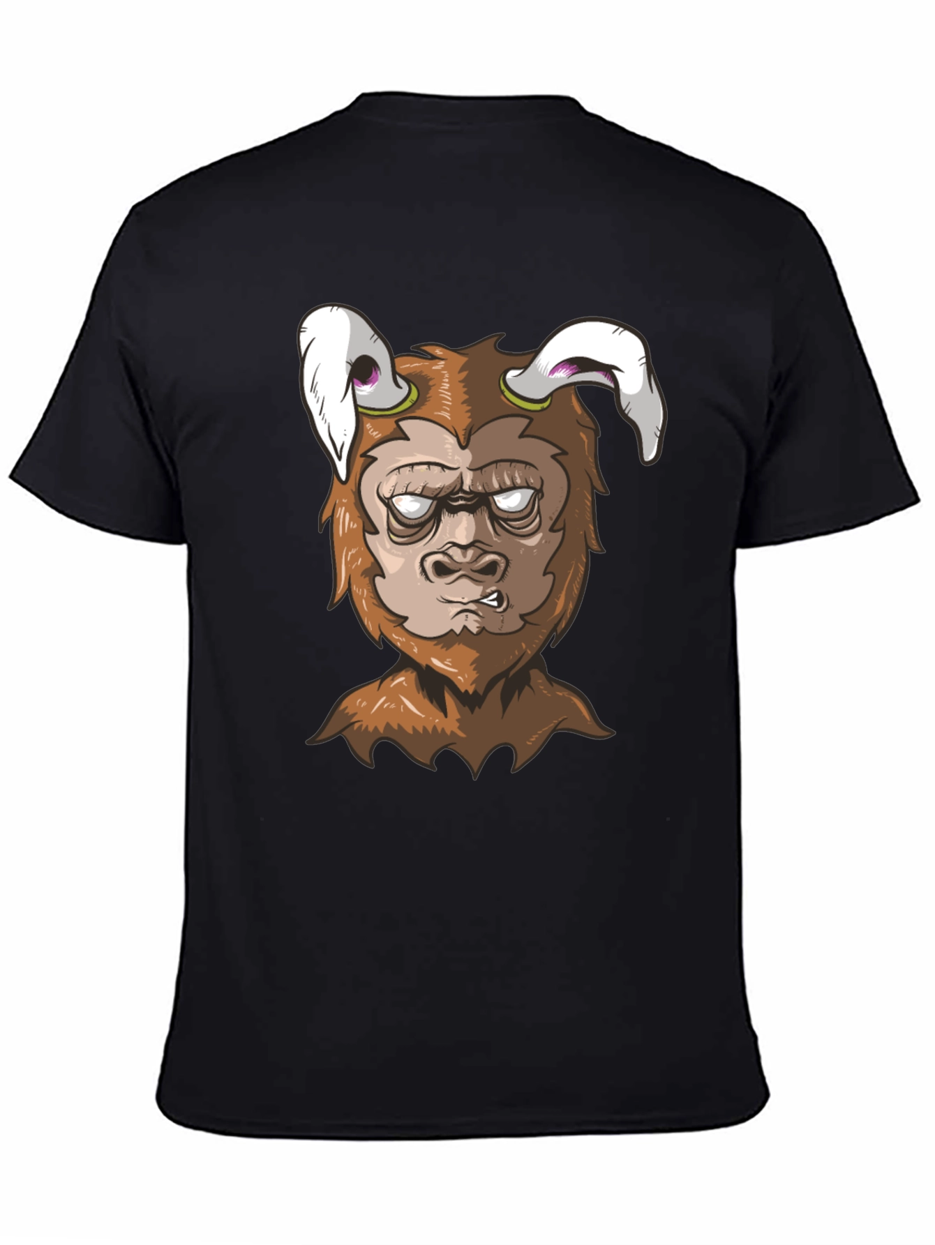 Cartoon Monster Graphic Tee - Black