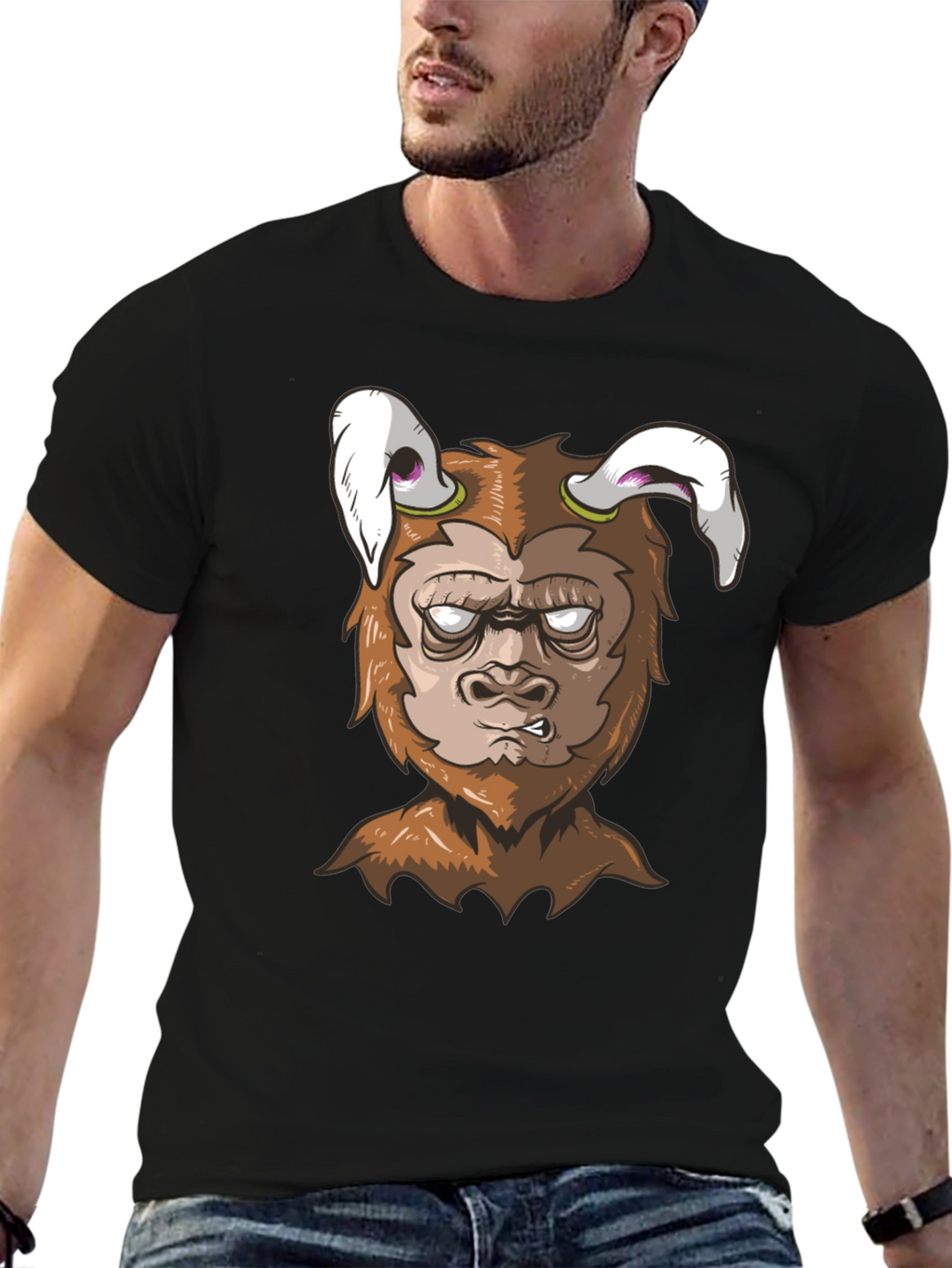 Cartoon Monster Graphic Tee - Black
