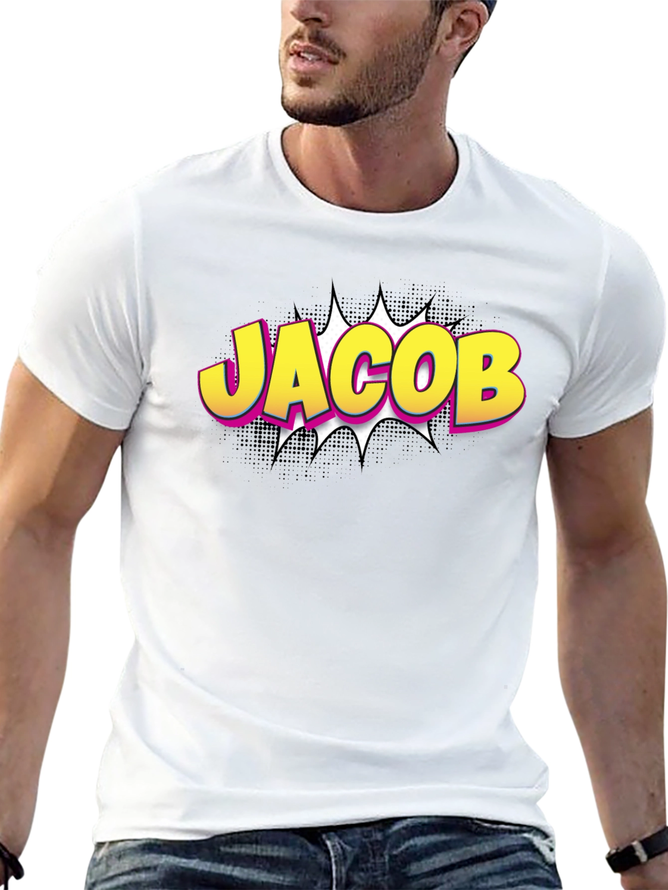 Jacob Comic Style T-Shirt - Custom Name Tee