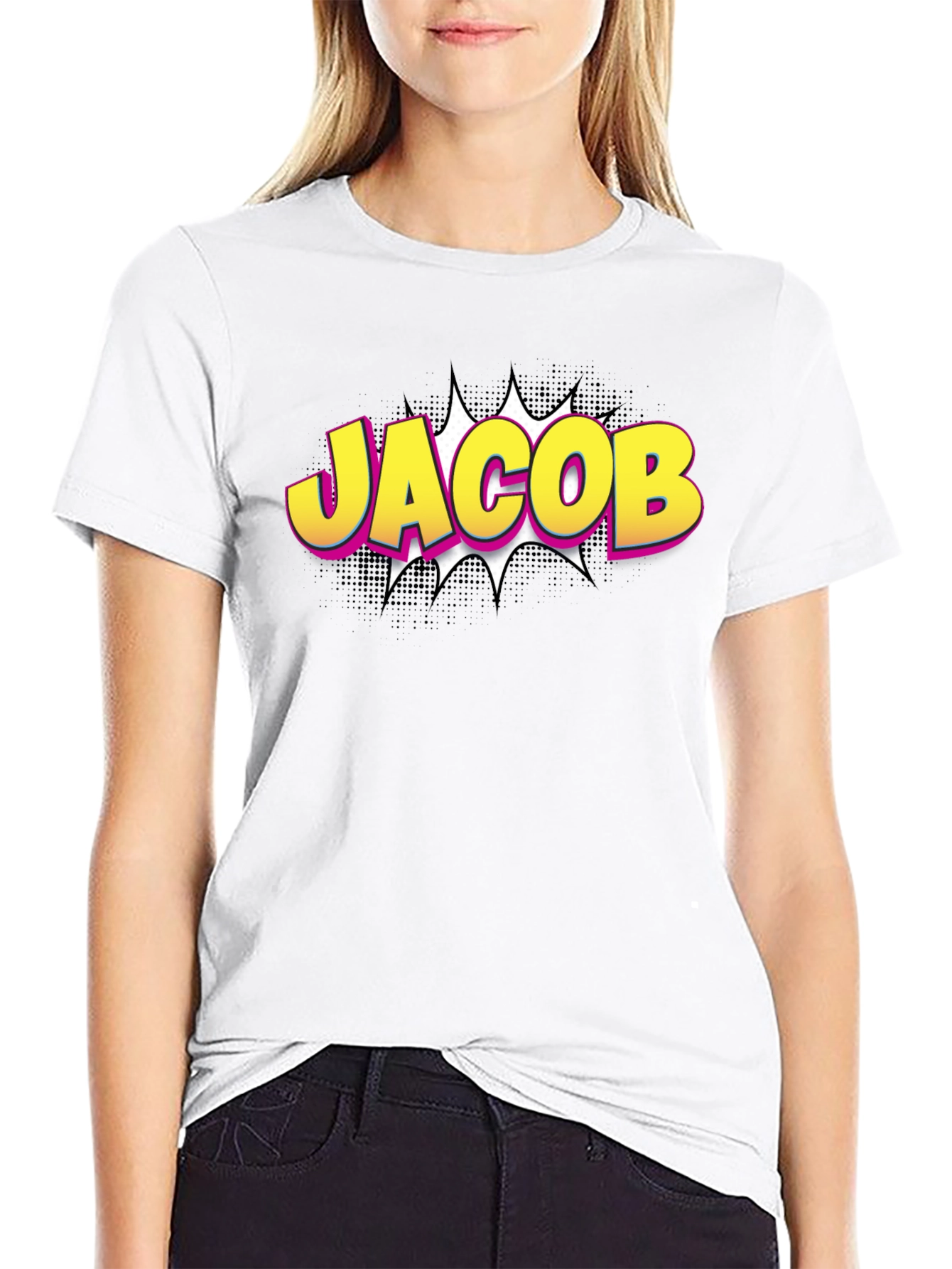 Jacob Comic Style T-Shirt - Custom Name Tee