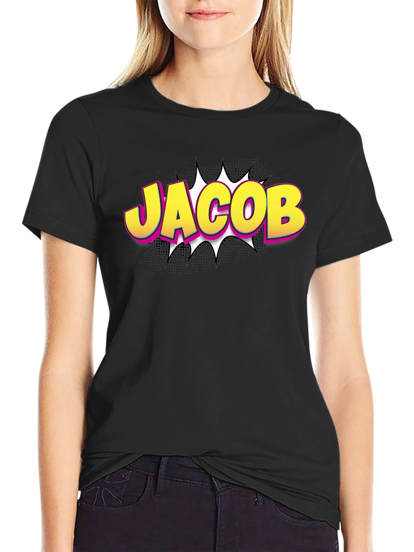 Jacob Comic Style T-Shirt - Custom Name Tee
