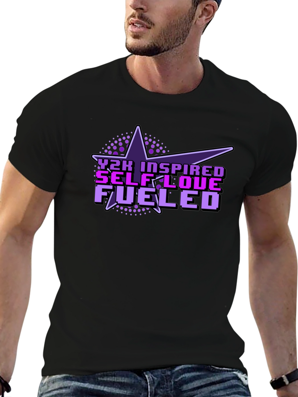 Y2K Inspired Self-Love Fueled Black T-Shirt