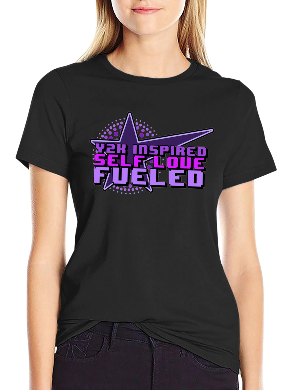 Y2K Inspired Self-Love Fueled Black T-Shirt