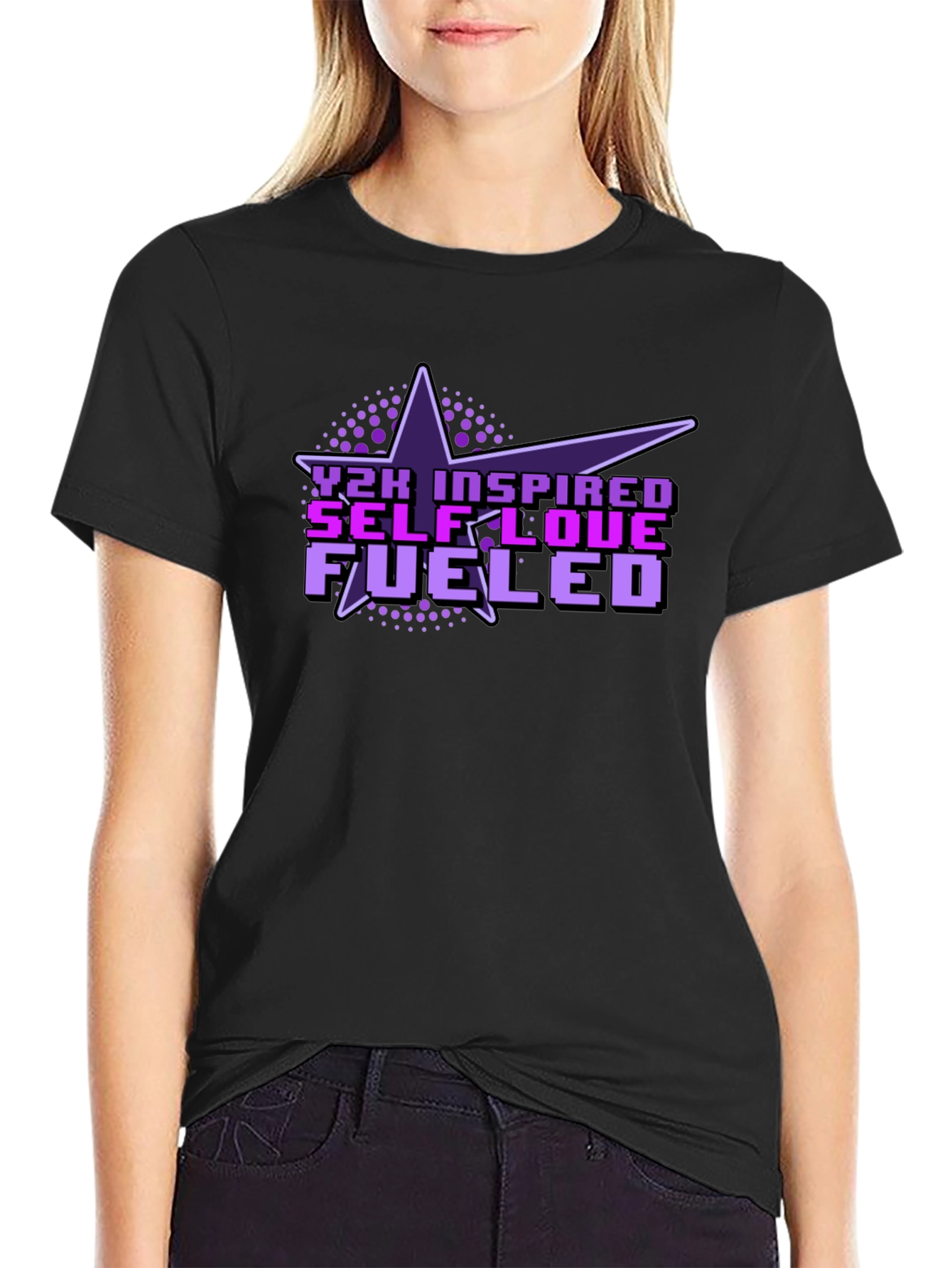 Y2K Inspired Self-Love Fueled Black T-Shirt