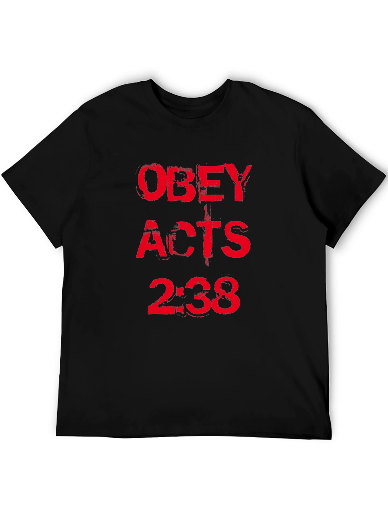 Obey Acts 2:38 Black T-Shirt Christian Religious Graphic Tee