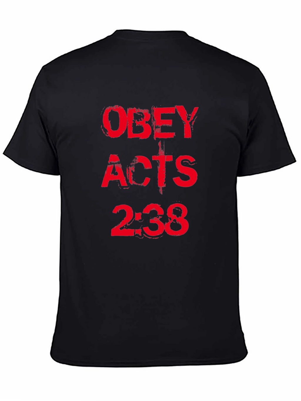 Obey Acts 2:38 Black T-Shirt Christian Religious Graphic Tee