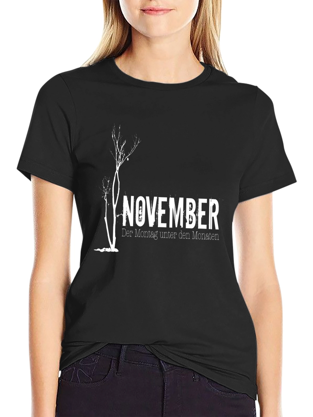 November Tree Graphic Black T-Shirt