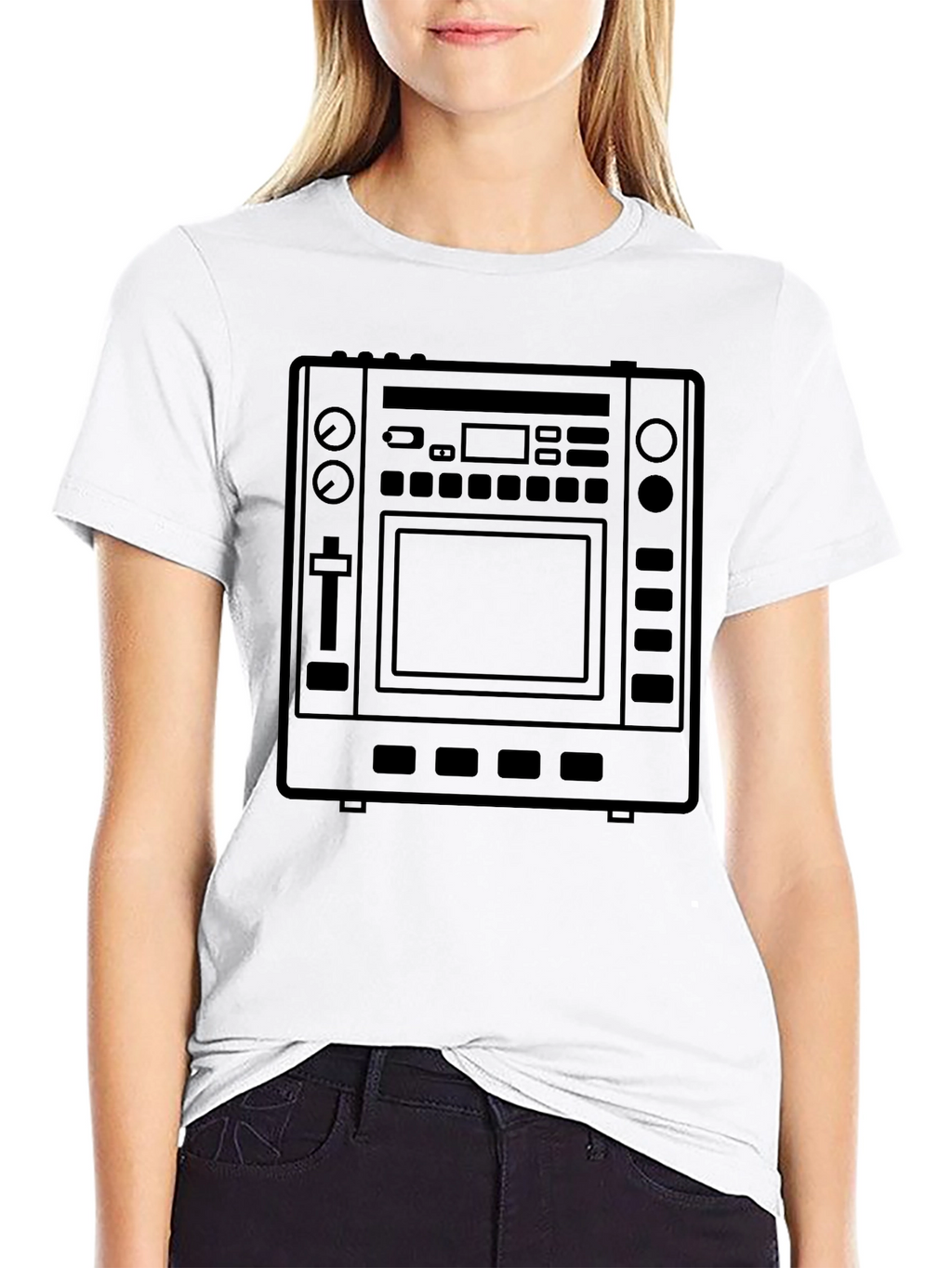 Black T-Shirt with DJ Controller Graphic