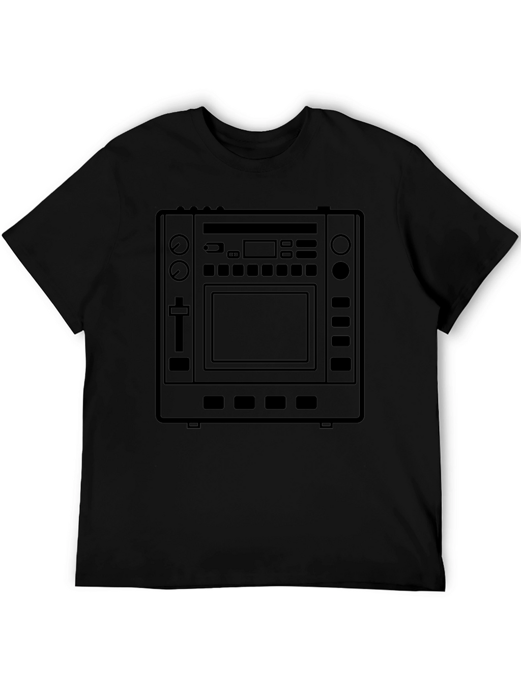 Black T-Shirt with DJ Controller Graphic