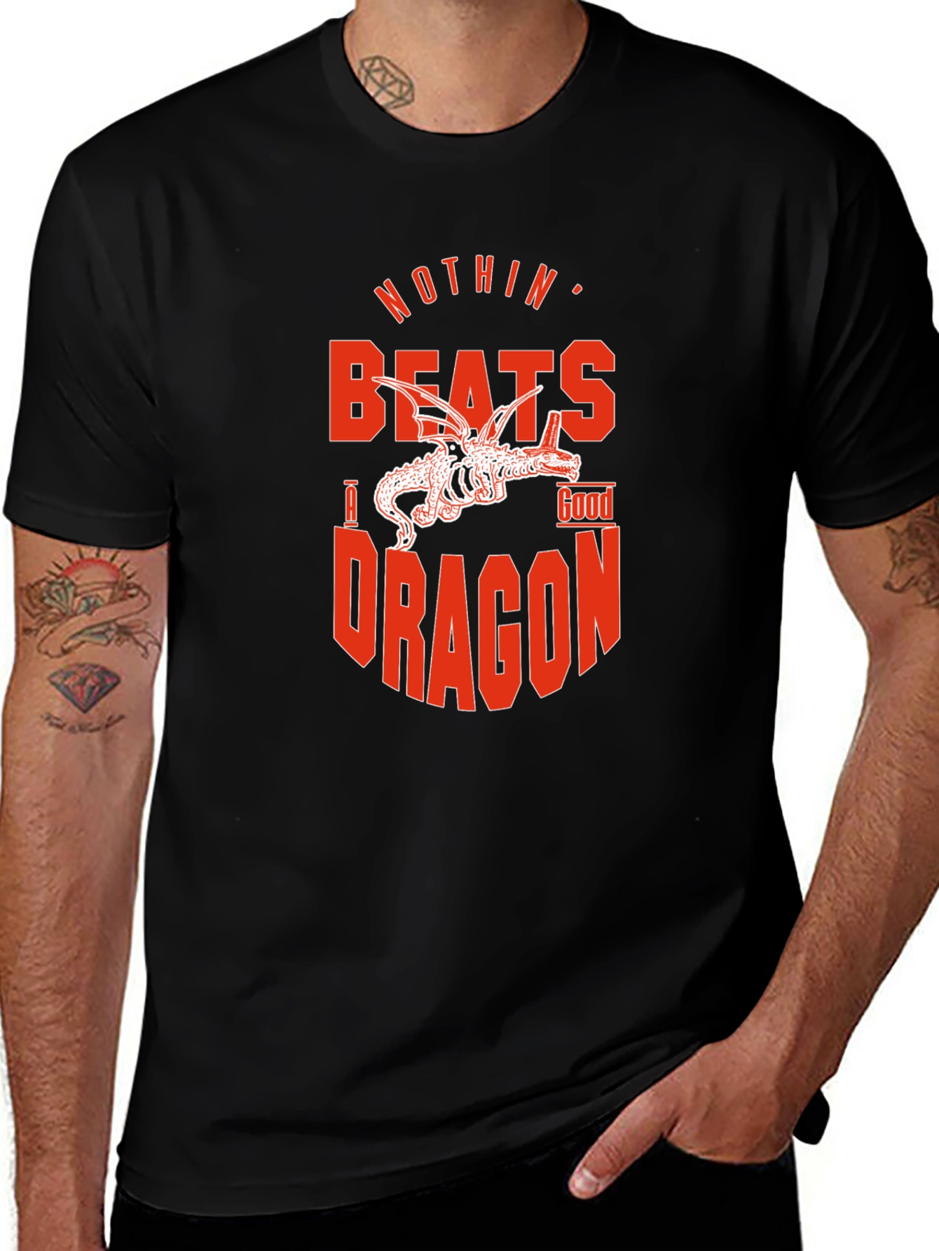 Nothin Beats a Good Dragon T-Shirt - Black