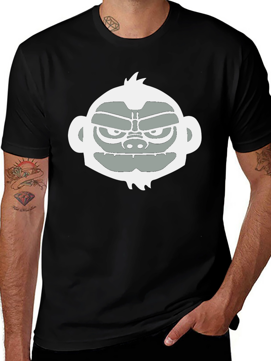 Cool Monkey Graphic Tee - Black Casual T-Shirt