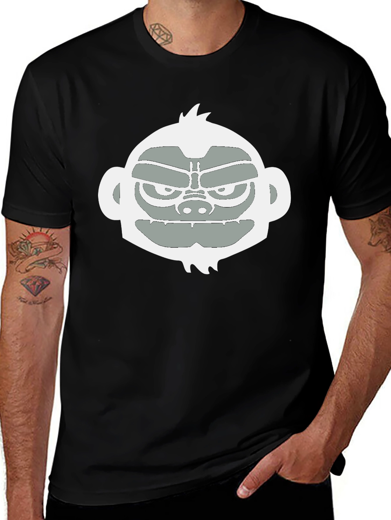 Cool Monkey Graphic Tee - Black Casual T-Shirt