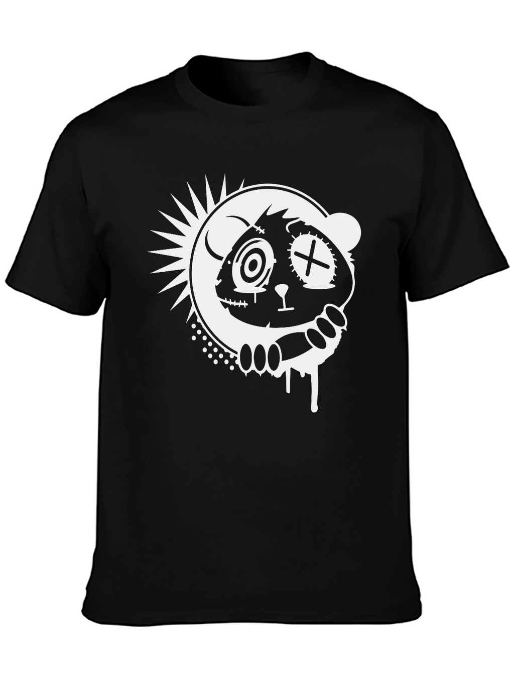 Black T-Shirt with Graphic Panda Design