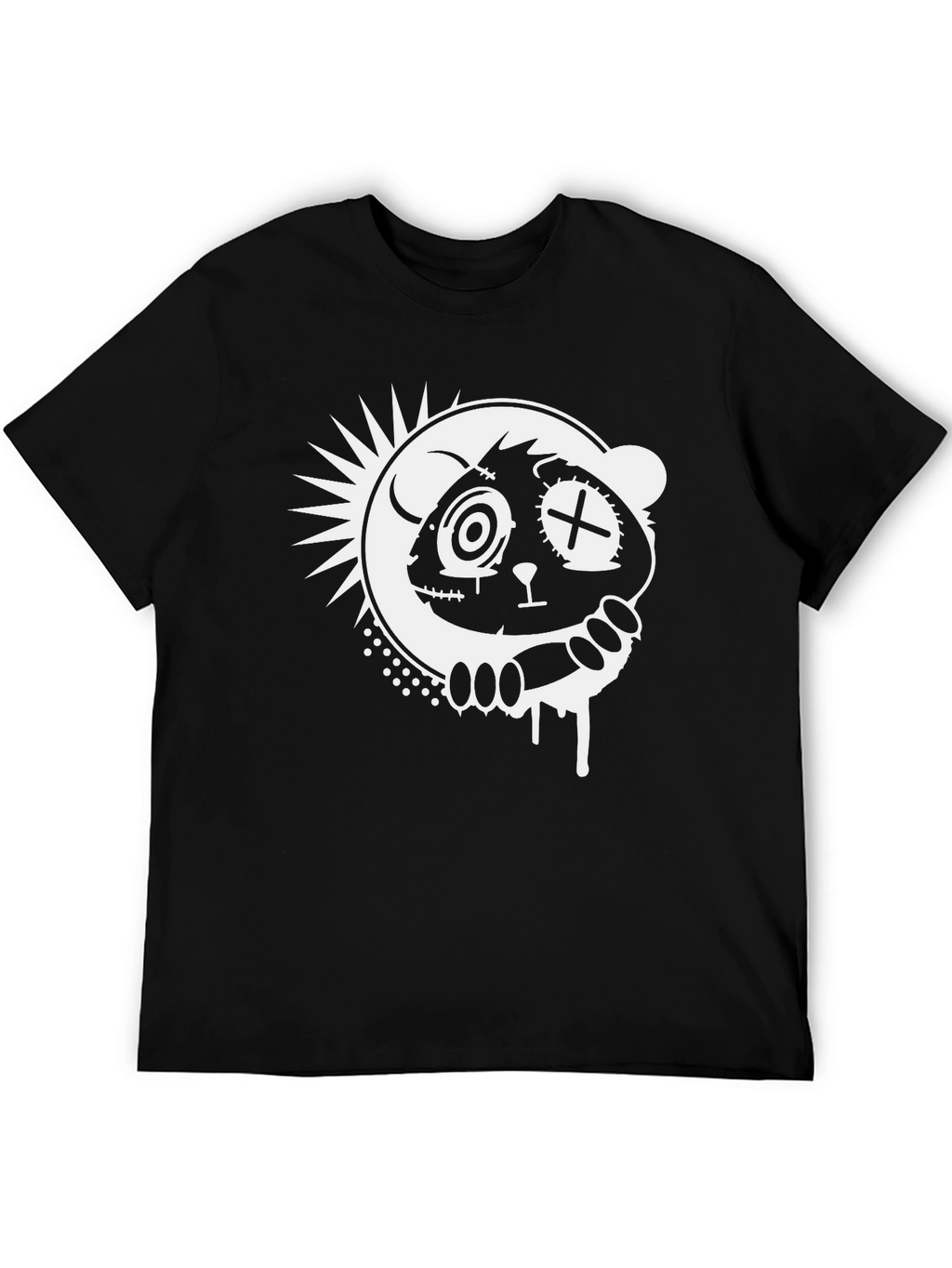 Black T-Shirt with Graphic Panda Design