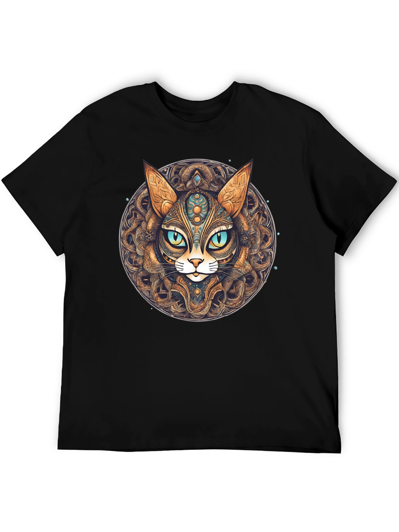 Mystic Cat Mandala T-Shirt - Unique Graphic Tee