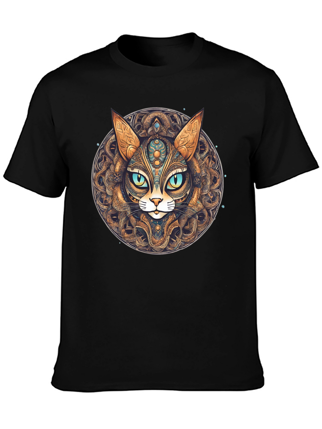 Mystic Cat Mandala T-Shirt - Unique Graphic Tee