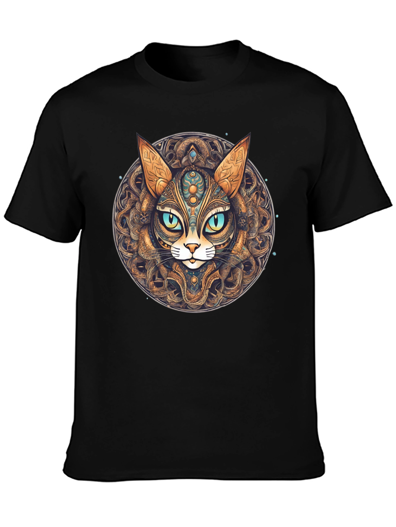 Mystic Cat Mandala T-Shirt - Unique Graphic Tee