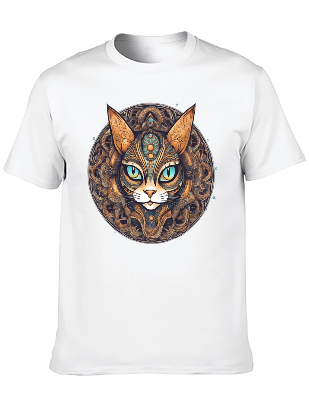 Mystic Cat Mandala T-Shirt - Unique Graphic Tee