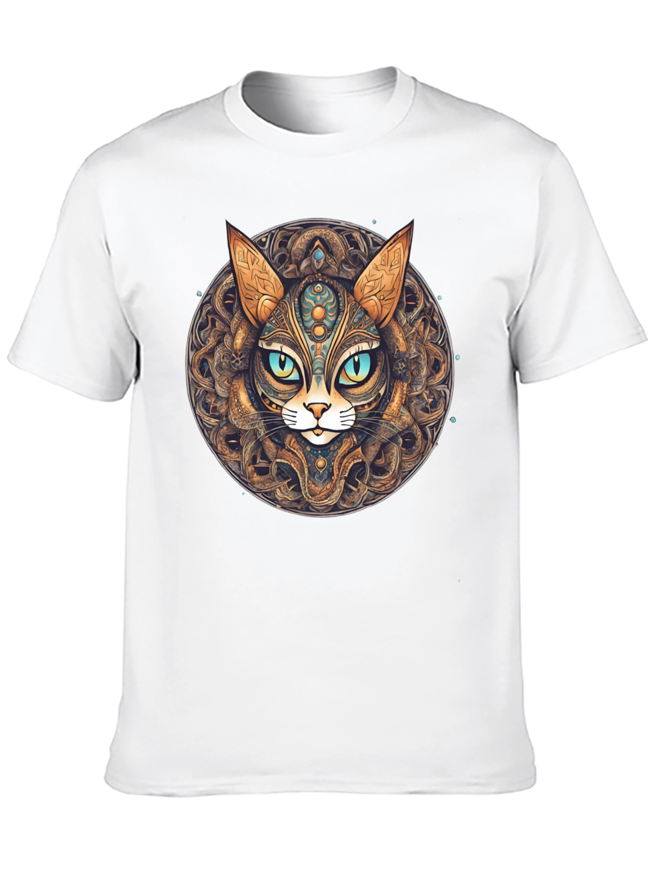Mystic Cat Mandala T-Shirt - Unique Graphic Tee