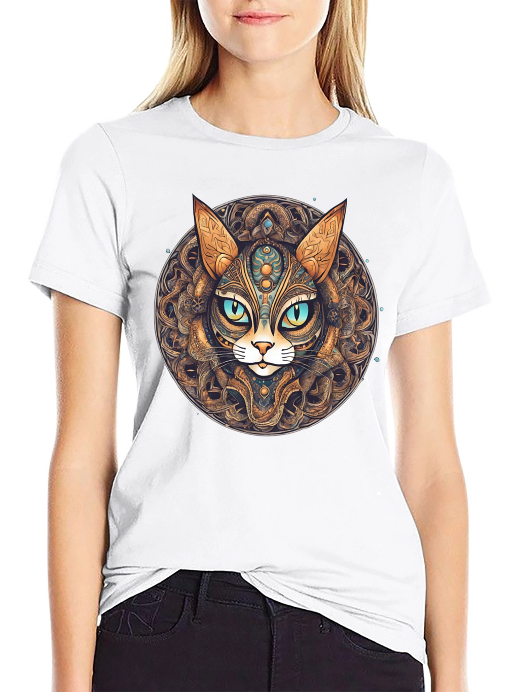 Mystic Cat Mandala T-Shirt - Unique Graphic Tee