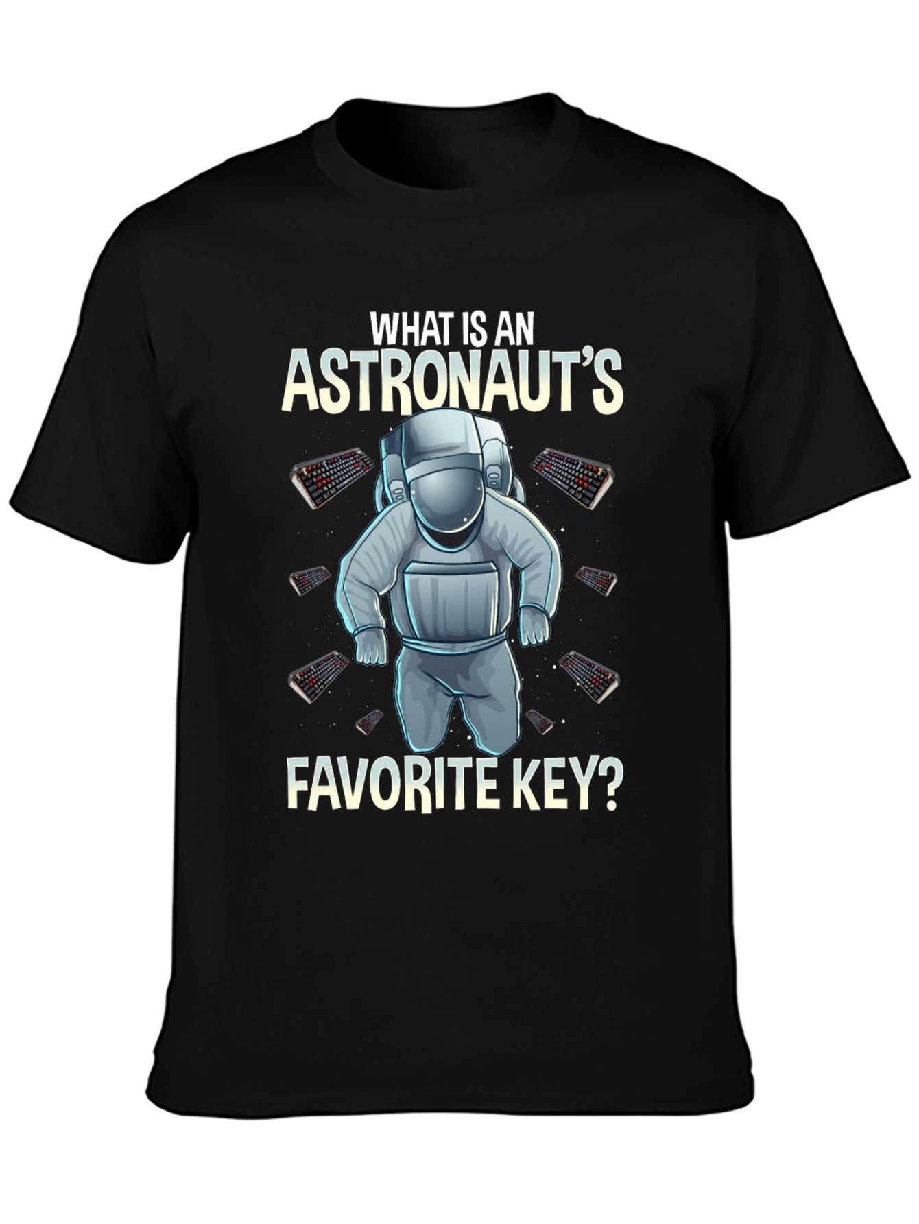 Astronaut Keyboard T-Shirt - Space Themed Pun Apparel