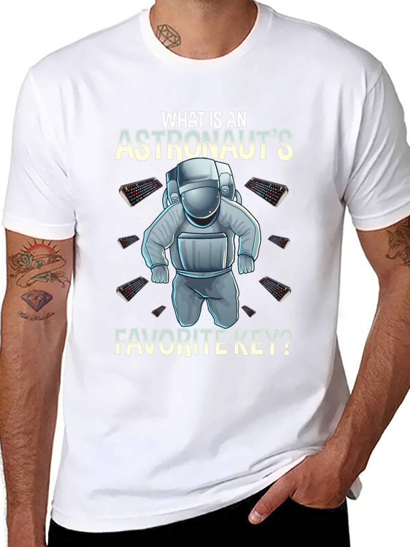 Astronaut Keyboard T-Shirt - Space Themed Pun Apparel