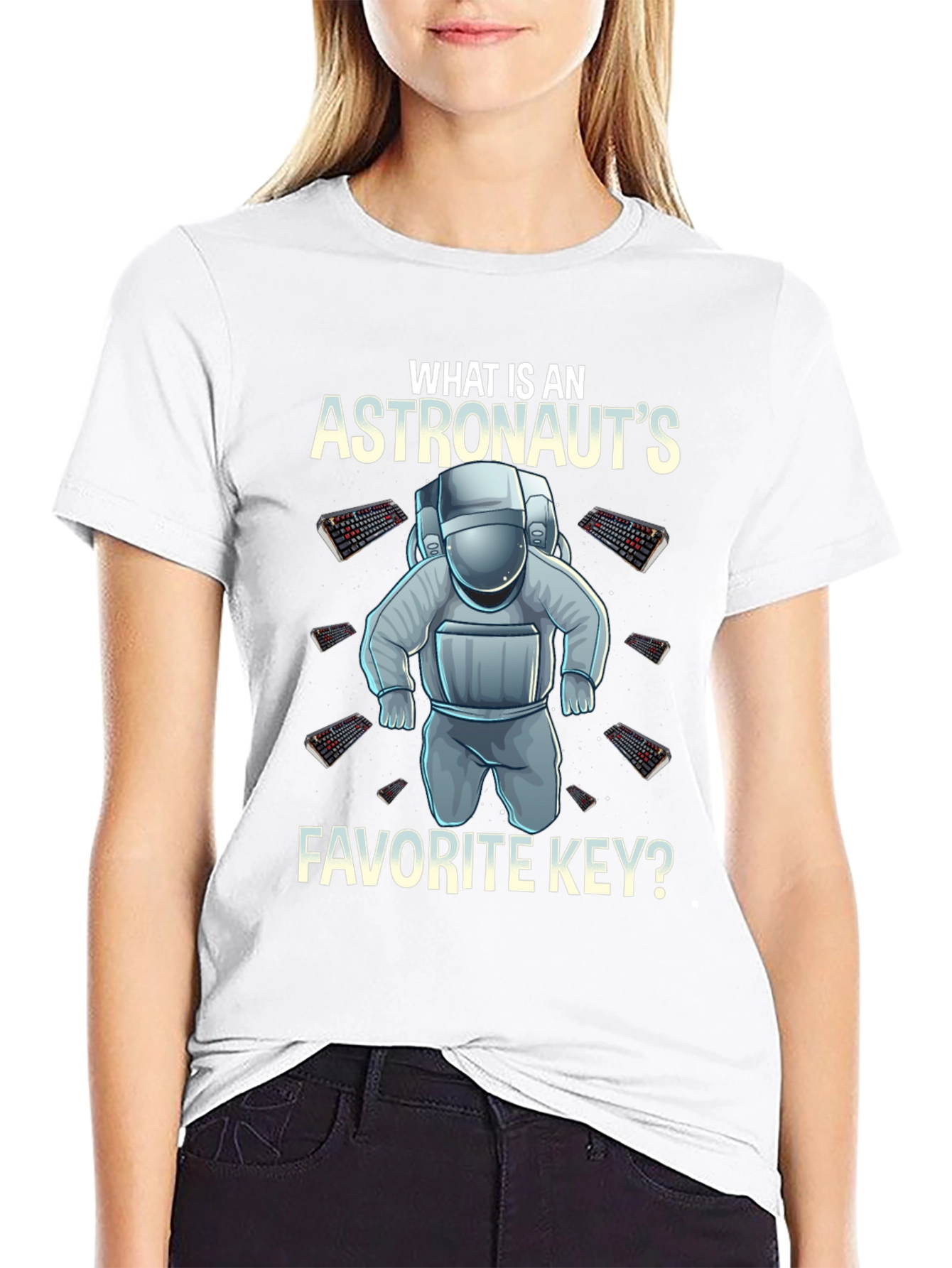 Astronaut Keyboard T-Shirt - Space Themed Pun Apparel