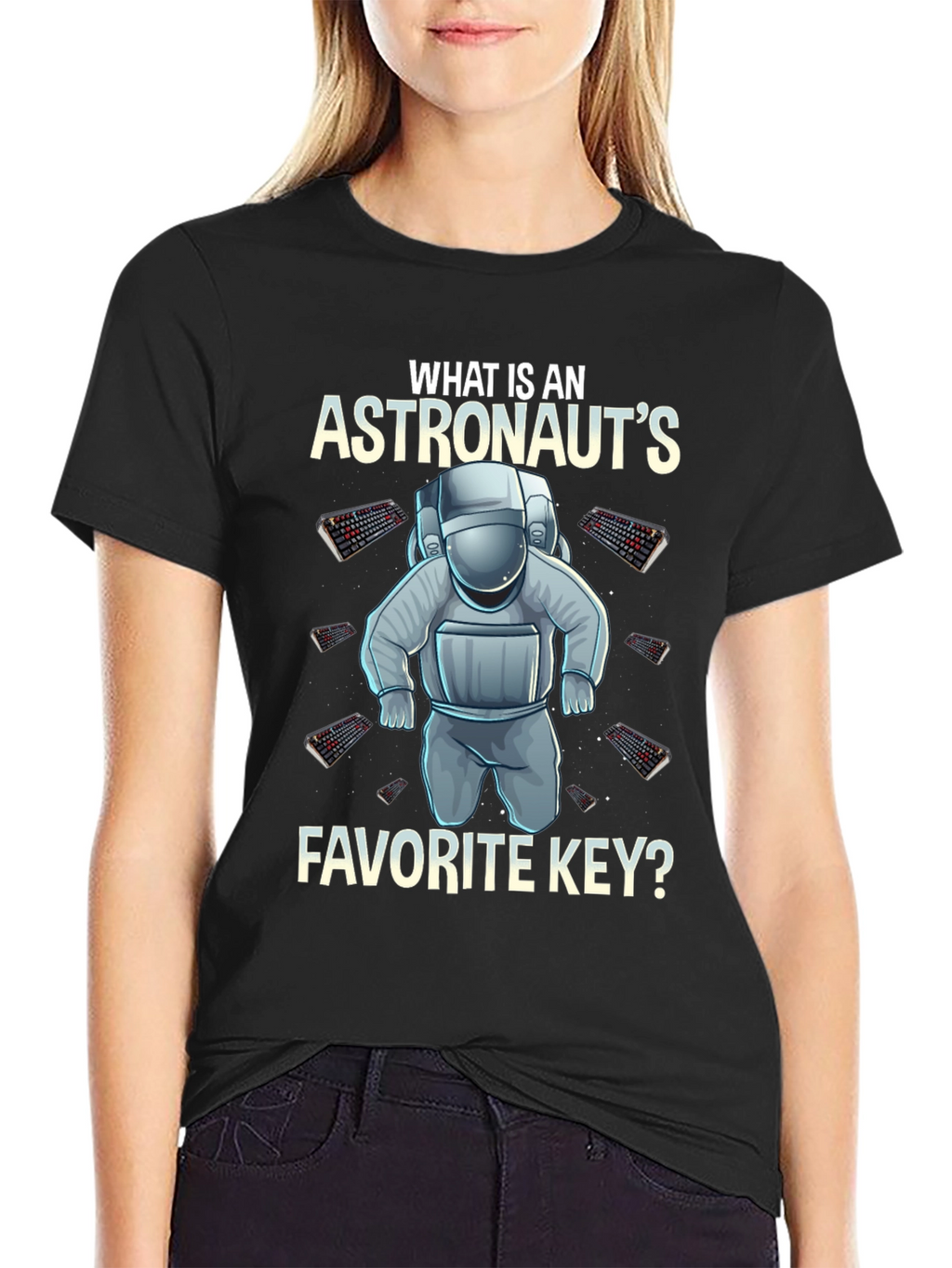 Astronaut Keyboard T-Shirt - Space Themed Pun Apparel