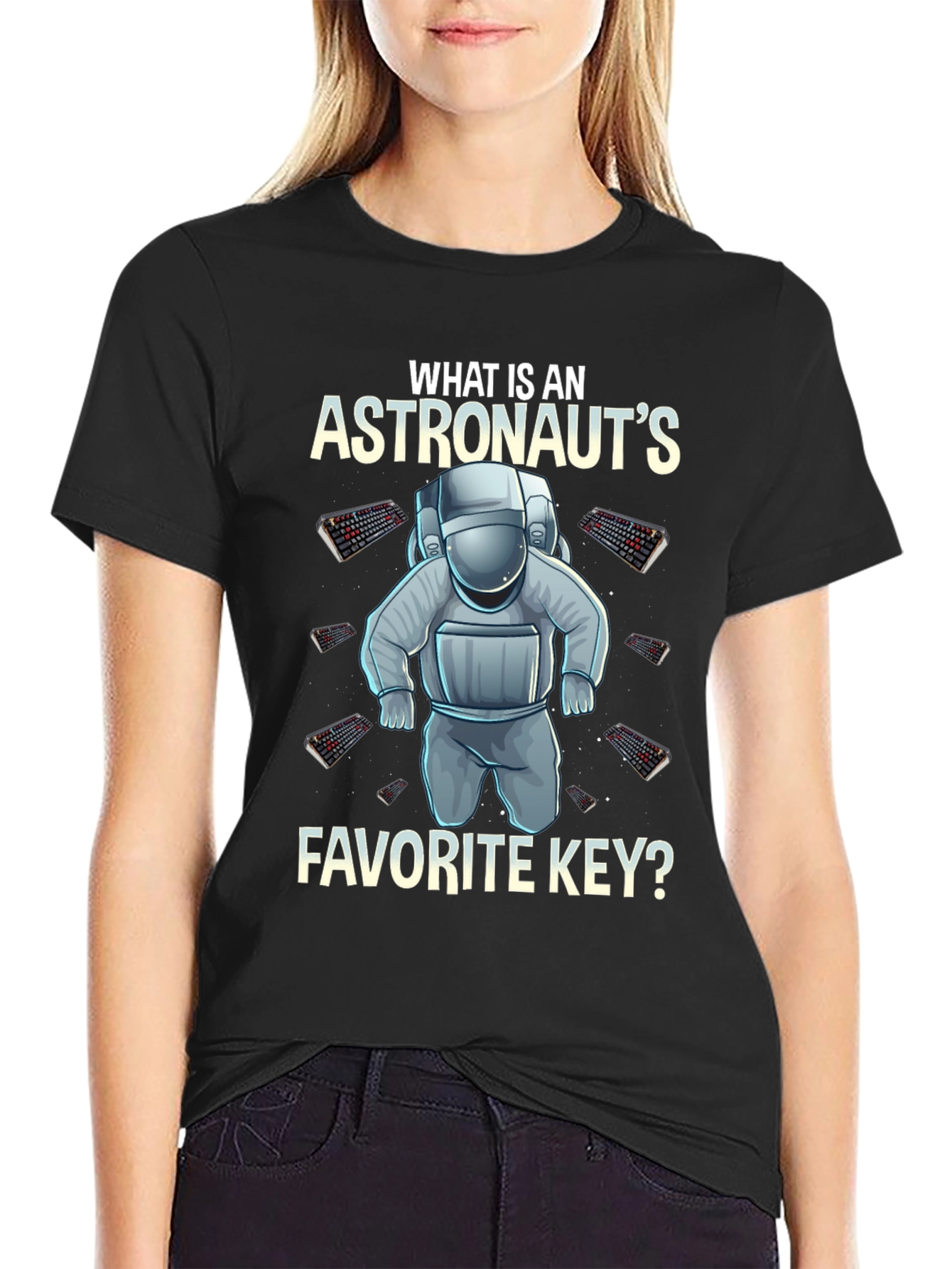 Astronaut Keyboard T-Shirt - Space Themed Pun Apparel