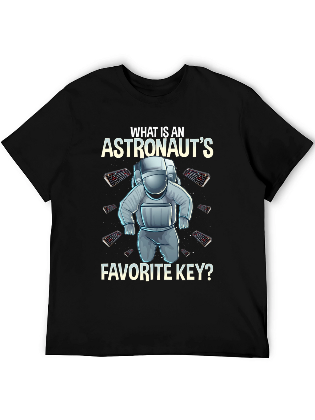 Astronaut Keyboard T-Shirt - Space Themed Pun Apparel